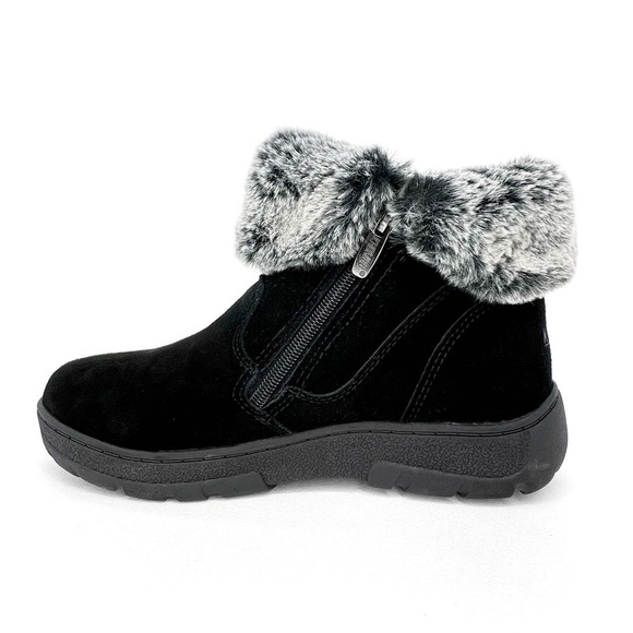 Khombu Black Suede Ankle Boot Size 7 Faux Fur Collar “Blend” Water-Resistant New - Picture 4 of 10